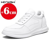 Bateliai su paslėptu pakėlimu vyrams, didinantys ūgį 6 cm 8 cm, prabangaus prekės ženklo sportbačiai, natūralios odos, vyriški, paslėpti kulniukai, laisvalaikio batai, aukščiai 43 white