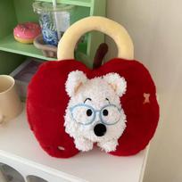 Electric Heating Pad, Rechargeable Hot Water Bag, Cartoon Cute Plush Hot Water Bag, Removable and Washable, Waist Warmer, Baby Warmer Red Apple Puppy Plush Cover / Liner Not Included raudona