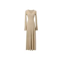 Lazy wind wear with coat long sleeve knitted dress femininity high sense inner collar bottom long skirt S