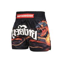 Professional Muay Thai Shorts Flame Snake Design MMA Boxing Kickboxing Training Competition XL black