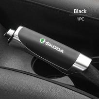 ABS+Leather Car Hand Brake Cover Handbrake Grip Protector Case For Skoda A7 VRS Vision Kodiaq Favorit Rapid Octavia Accessories gray
