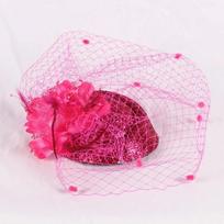 Solid Color Felt Fascinator Hat Wave Point Hair Clip Hat Bridal Headdress  Hair Accessories rožinė raudona spalva
