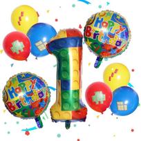 Building Block Aluminum Foil Digital Balloon Set for Birthday Party Decorations 9