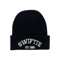 New Taylor Swift Knitted Hat Taylor Embroidered Letter Winter Pullover Hat Wool Hat One size fits all black