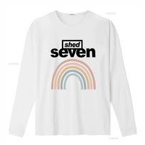 Shed Seven Marškinėliai Vintage skalbimo stiliaus Stilingi Universalūs Šiek tiek laisvalaikio Gatvės stiliaus Tamprios Dizainerių drabužiai Patogūs M white