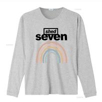 Shed Seven Marškinėliai Vintage skalbimo stiliaus Stilingi Universalūs Šiek tiek laisvalaikio Gatvės stiliaus Tamprios Dizainerių drabužiai Patogūs 4XL gray