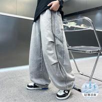 Big Boys Summer Casual Solid Long Denim Jeans 170cm gray