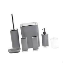 7 Pieces Bathroom Accessories Set with Trash Can Toothbrush Holder Soap Dish Black
