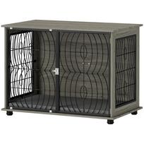 PawHut Dog Kennel, Lockable Stay Crate for Large Dogs, Gray