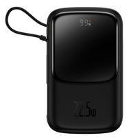 Baseus Qpow Digital Display Fast Charging Power Bank 10000mAh 22.5W QC/PD/SCP/FCP with Built-in USB-C Cable Black - OUTLET