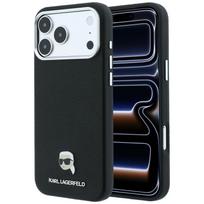 Karl Lagerfeld Grained Karl Head Metal MagSafe Case for iPhone 18 Pro Max / 17 Pro Max - Black