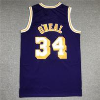 Vyriški NBA Los Angeles Lakers 34 Shaquille O'Neal Siuvinėtas Krepšinio Džersis Sportinė Apranga Medium orange