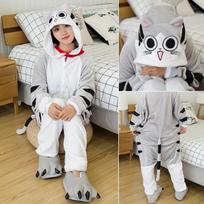 Gyvūnų katės Tigras Kigurumi Vienaragis Onesie suaugusiems paaugliams, moterims, vyrams, pižamoms, juokingoms flanelinėms, šiltoms, minkštoms miegui. S white