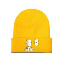 One Punch Man Knitted Hat Women's Unisex's Beanies Autumn Winter Hats Saitama OPM Oppai Anime Manga Crochet Melon Cap One Size yellow