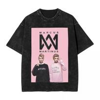 Marcus And Martinus Norvegija Hip Hop trumpomis rankovėmis marškinėliai Skalbti viršutiniai drabužiai Marškinėliai Streetwear Marškinėlis Laisvalaikio vyrams moterims M white