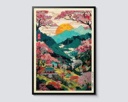 Fudzi kalno saulėtekio banga Drobės spaudinys Hokusai Didžioji banga Peizažas Japonijos sienos meno plakatas Moderniam svetainės namų dekoravimui 20X30cm Unframed gray