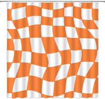 Juodai Balta Langeliu Dušo Užuolaida Retro Funky Groovy Estetika Abstrakčios Lentos 60-tieji 70-tieji Languota Hipio Namų Dekoras W90H165(CM)-1 Pcs white