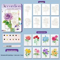 Watercolor Accordion Sticky Notes & Doodle Book for Kids with Built-in Paints white