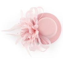 Elegant Feather Top Hat Flower Decoration For Celebrations Bridal Event Race Day white