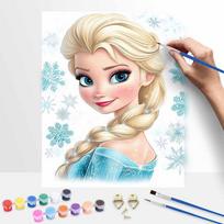 Disney Elsa Frozen Oil Art Painting Kit Home Wall Decor Handmade Gift for Room Decor Art Crafts Supplies Paint by Numbers Set 130 40x50cm beige