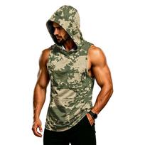 Men's Sleeveless Hoodie Muscle Fit Gym Tank Top Breathable Quick Dry Workout Fitness Sleeveless Hooded Shirt for Training XXXXXL beige