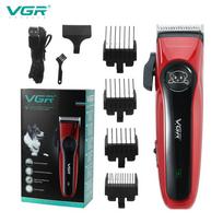 VGR V-202 High Quality Powerful Cut Machine Rechargeable Professional Electric Dog Hair Clipper Cordless Pet Hair Trimmer USB Rechargeable Pet Clipper raudona