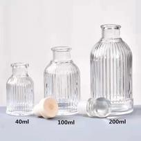 100ml Striped Glass Roman Pillar Aroma Diffuser Bottle - High-Quality Mouth-Blown Glass 100ml Transparent white