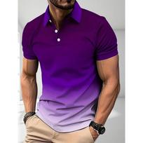 Ombre Color Block Polos Man Shirt Short Sleeve Casual Breathable Slim Fit Streetwear Fashion Summer Top For Daily Wear Clothes 4XL blue