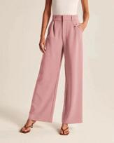 Fashion Loose Women Casual Wide-leg Pants New High-waisted Plus Size Trousers Solid Color Office Ladies Spring Autumn Clothes 1140 4XL rožinė