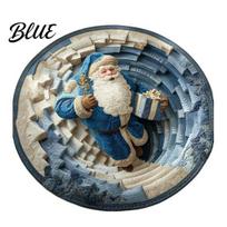 Entryway Christmas Runner 3D Rug Illusion Area Round Decorative Soft Comfortable Seasonal Rug Floor Mat Festive Carpet for Indoor Home Living 120cm U