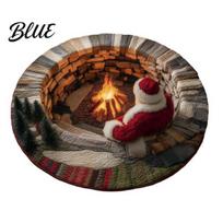 Entryway Christmas Runner 3D Rug Illusion Area Round Decorative Soft Comfortable Seasonal Rug Floor Mat Festive Carpet for Indoor Home Living 120cm Q