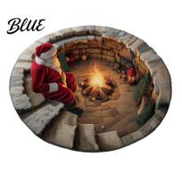 Entryway Christmas Runner 3D Rug Illusion Area Round Decorative Soft Comfortable Seasonal Rug Floor Mat Festive Carpet for Indoor Home Living 120cm E