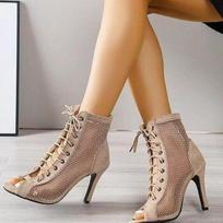 Summer Plus Size Peep Toe Lace-Up Stiletto Sandal Boots 43 brown