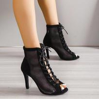 Summer Plus Size Peep Toe Lace-Up Stiletto Sandal Boots 43 brown