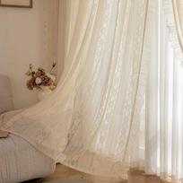 Lace Sheer Curtain With Floral Embroidery Living Room Bedroom Balcony 150x215cm