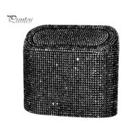 Car Rubbish Container Trash Can Glitter Rhinestone Bling Pressing Square Wastebasket Storage Box Garbage Grabber for Vehicle Organizer