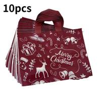 10/50 vnt. tvirto dizaino Kalėdinių dovanų maišeliai - Bordo spalvos šventiniai pirkinių maišeliai su užrašu „Merry Christmas“, atsparūs plyšimui, vakarėlio smulkmenos 35x25x10cm gray