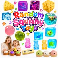 1Pc Random Style Squishy Toy Blind Box  Soft Slow-Rising Taba Stress Relief Fidget Toy Cute Food & Animal Design Square blue