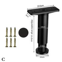 Teleskopinė reguliuojamo aukščio lovos sijos atraminė koja, sustiprinta plastikine baldų koja, sofos koja, lovos apatinė apkrova 15cm-25cm