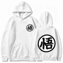 Dragon Ball Super Men's Hoodie High Quality Warm Autumn Winter Anime Sweatshirt with Japanese Kanji  Goku  Print L white