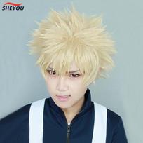 My Boku no Hero Academia Bakugou Katsuki Bakugo Short Linen Blonde Heat Resistant Cosplay Costume Wig One Size beige
