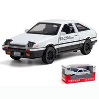 1/32 mastelio Toyota AE86 Initial D modelio automobilis, cinko lydinio patraukiamas atgal Žaislinis automobilis su garsu ir šviesa, skirta vaikams berniukui, mergaitei 1/32-15.5x7x6cm balta