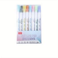 8/12pcs/Set Fluorescent Pen 1mm/2mm Highlighter Marker Pens For Student Journal Cute Back To School Stationery Supplies Color Pen Office Supplies Sign white