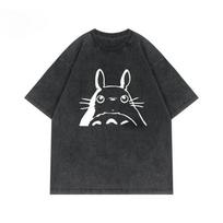 Animacinis filmas Totoro su Mijazaki Hajaou Žolės Sienelė Mei Aplink Retro Skalbimo Trumpomis Rankovėmis Marškinėliai Meilužiams Marškinėliai 3XL black