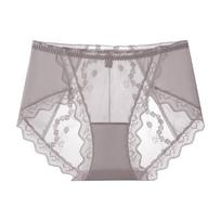 Plus Size Women Feel Lace High Waist Cotton Antibacterial Extended Crotch Triangle Briefs 3XL white