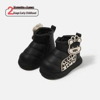 Velvet-Lined Leopard Print Baby Walker Shoes for Boys & Girls Size 17 (insole 12.5 cm) juoda