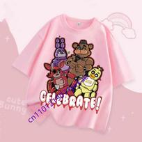 FNAF Breathability T-shirts Children Five Nights At Freddy Cute Short-sleeved Top Boys Girls Summer Fashion T-shirt Kids Clothes 120 pink