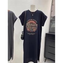Long lazy skirt summer women's retro versatile loose and thin meat covering side split neck short sleeve t-shirt skirt women 4XL