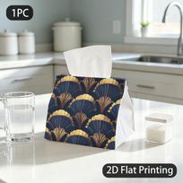 1pc Tissue Box, Art Deco Golden Fans Elegant Luxury Pattern, 2D Flat Printing, Crafted with Strong Polyester, Can Be Washed, Napkin Dispenser, for Eve One Size gray