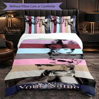Taylor Swift Customized Name Text Bedding Set, 1 Duvet Cover & 2 Pillowcases Personalized Bedroom Gift 180cmx210cm